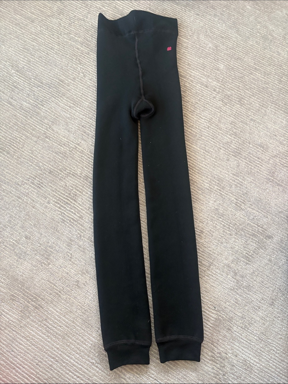 Black Thermal Leggings with Pink Detail